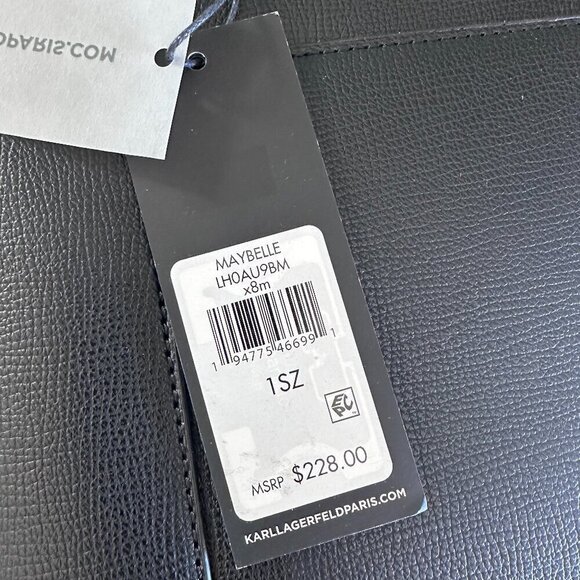 NWT! Karl Lagerfeld Maybelle Mini Tote Satchel Fur Patch Logo Black - Picture 7 of 7